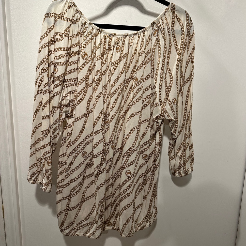 NEW Michael Kors Cream Blouse with Gold Chain Print 2X - Picture 8 of 9